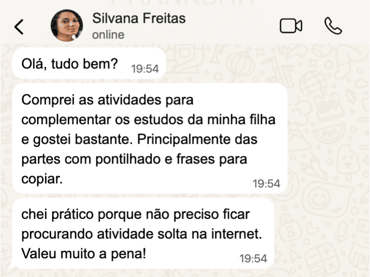 Depoimento de Silvana Freitas sobre as atividades de caligrafia